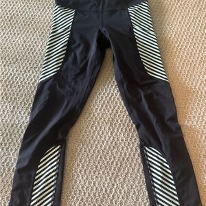 Lululemon Athletica Black Leggings with White Stripes